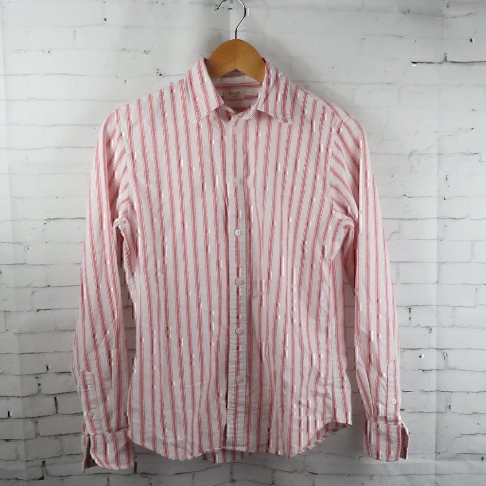 JOHN GALT RED STRIPE BUTTON DOWN LONG SLEEVE 100% COTTON SHIRT SIZE SMALL